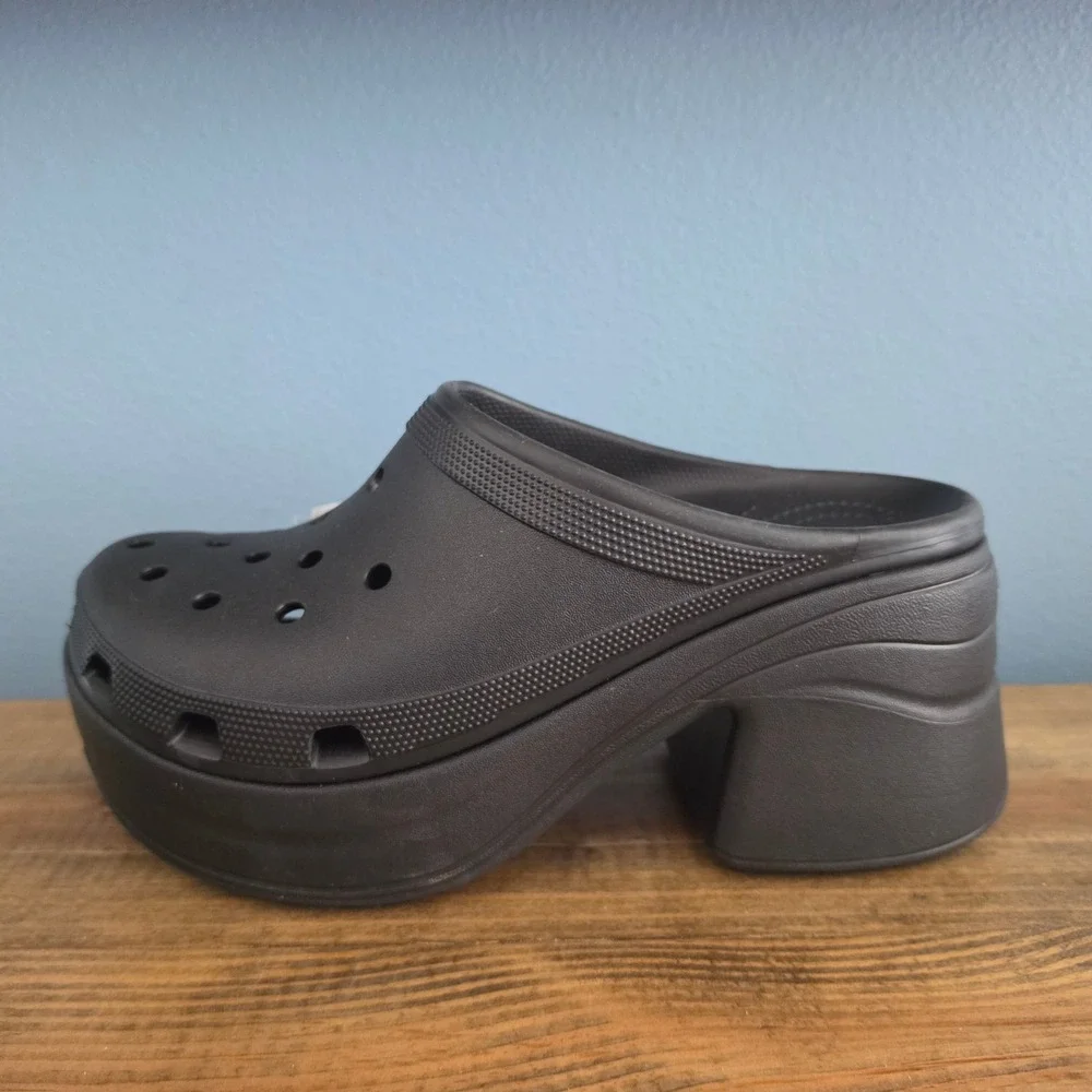 Crocs Mens Siren Clog Black Chunky Platform High Heel Mules 208547-001 Size 11